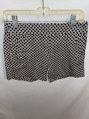 J. Shorts esportivo Crew feminino tamanho 00 preto branco geométrico tênis de golfe com zíper lateral - Imagem 1 de 4