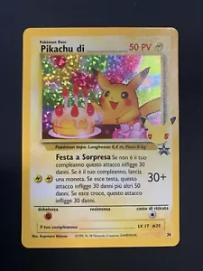 CARTA POKÉMON PIKACHU DI COMPLEANNO 🎂 - GRAN FESTA ITALIANO RARA HOLO - Foto 1 di 3