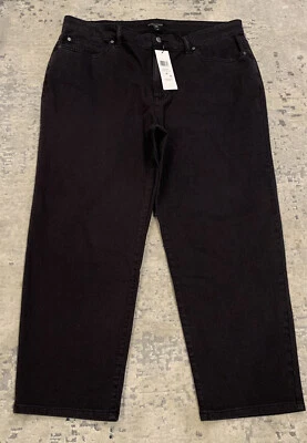 NUEVO CON ETIQUETAS Eileen Fisher Petite JEAN TOBILLO RECTO ALGODÓN ORGÁNICO Talla 12P Negro Foto 1 de 4