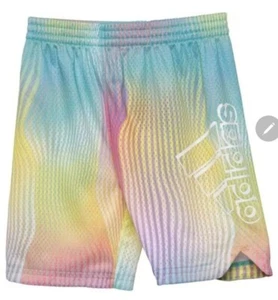 Adidas Solarized Wave Print Shorts Kids Boys 7 Multicolor Pull On NEW - Picture 1 of 8