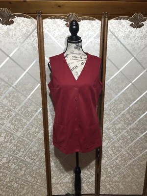 Chaleco/túnica/top de poliéster con botones para mujer de colección años 80 borgoña grande Foto 1 de 4