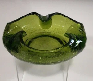 Vintage Viking Glass Green Crackle Ashtray - Picture 1 of 5