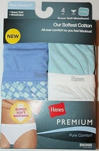 Hanes Women's Premium Pure Comfort Bikini Cotton Underwear 4-Pr Panties 9/2XL - Picture 1 of 2