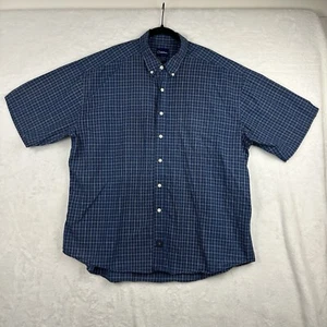 Catalina Shirt Men XL Short Sleeve Navy Blue Button Down Plaid Retro Preppy - Picture 1 of 11