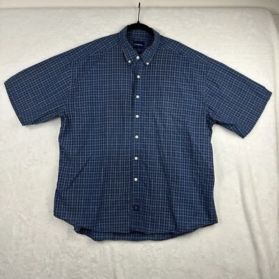Camisa Catalina Hombre XL Manga Corta Azul Marino Botones A Cuadros Retro Preppy Foto 1 de 4