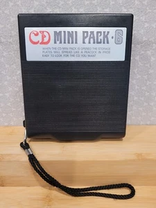 Vintage CD Mini Pack Holder Portable Black Hard Plastic Case 6 Disc Storage - Picture 1 of 11
