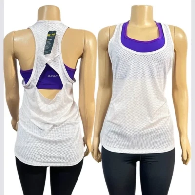 Regata Bebe Sport malha 2 em 1 branca roxa pequena nova - Imagem 1 de 4