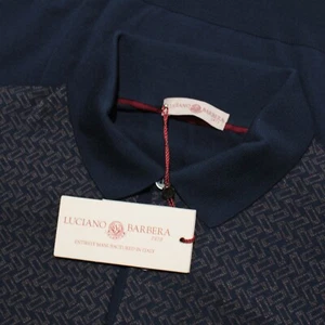 Luciano Barbera NWT Knit Polo Sweater Size 52 US L Blue/Gray Pattern 100% Wool - Picture 1 of 9