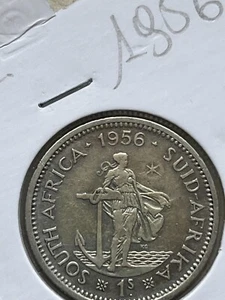 Elisabetta II   SUD AFRICA 1 SHILLING 1956  POUND  Suid Afrika Coin  SILVER - Picture 1 of 3