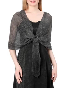 Womens Sparkling Metallic Shawls and Wraps with Buckle for Evening Dresses We... - Picture 1 of 5