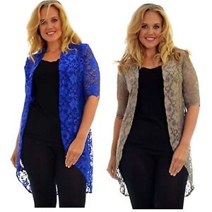 New Women's Cardigan Ladies Floral Lace Open Front Tunic Top UK Size 14-28