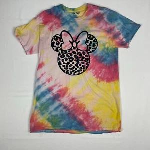 Disney Minnie Mouse Leapord Print Womens T-Shirt Medium Tie Dye Vintage Style - Picture 1 of 11