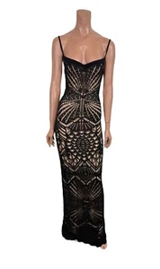 Dsquared2 SS2020 Long Black Open Knit Dress S - Picture 1 of 10