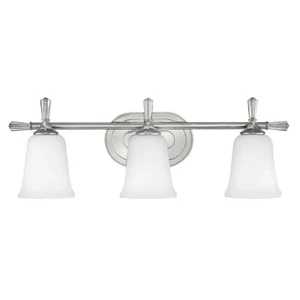 Lampada Luce da Parete Bagno 3 Fiamma Cromo Corridoio Opale Vetro B 63,2 CM - Foto 1 di 1