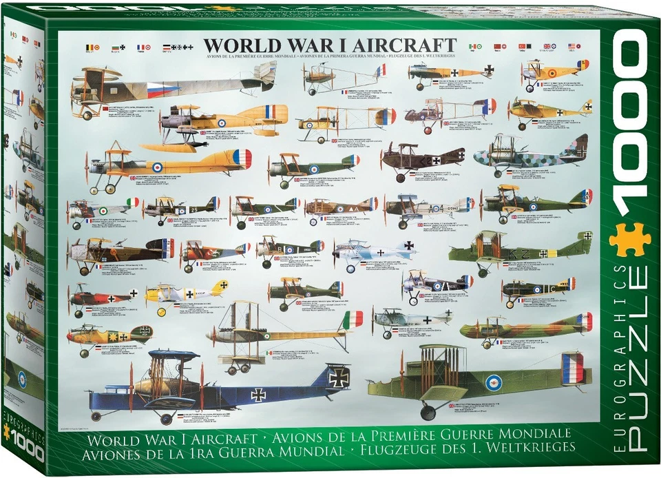 Eurographics World War I Aircraft 1000 PC Jigsaw Puzzle 30 Different Planes