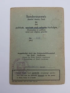 Sonder Ausweis 1947 Politisch Verfolgte Bielefeld political persecutees Haft WK2 - Bild 1 von 3