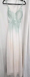 Womens Venus long Padded Bust Zipper maxi ombre dress peach pink teal size 6 - Picture 1 of 5