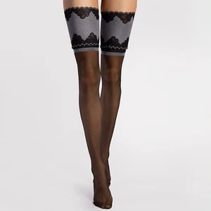 Fiore Belle Epoque exquisite chic stockings with a wide crown with lurex 20 Den - Picture 1 of 4