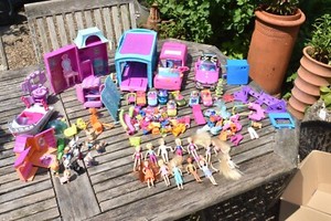 Massive Bundle of Mattel Polly Pocket Dolls, Clothes, Animals Cars & Accessories