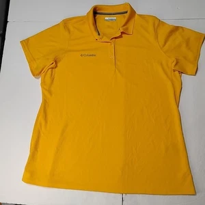 Columbia Polo Shirt Men Large 3 Button Yellow Short Sleeve 100% Polyester - Picture 1 of 7