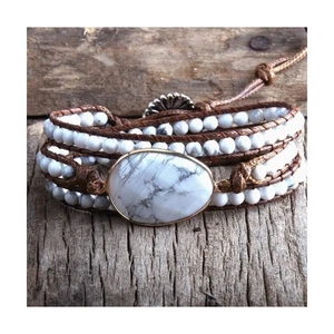 Pulsera envolvente tres capas Howlith yoga meditación efecto curativo - Imagen 1 de 4