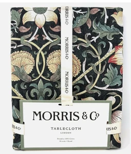 William Morris Co~LODDEN~DARK GREEN Round~100% Cotton~Tablecloth~NWT~ - Picture 1 of 8