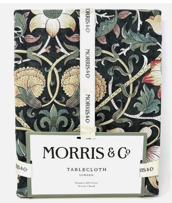 William Morris Co~LODDEN~DARK GREEN Round~100% Cotton~Tablecloth~NWT~ - Image 1 of 4