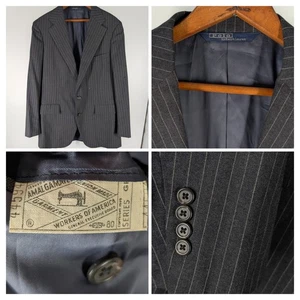 Vintage 70s Polo Ralph Lauren Suit Jacket Blazer ACWA Union Made Pinstripe Wool - Picture 1 of 10