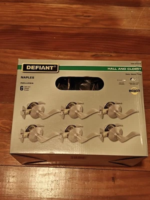 Defiant Naples Satin Nickel Hall and Closet Door Handle Contractor 6 Pack - Image 1 of 3