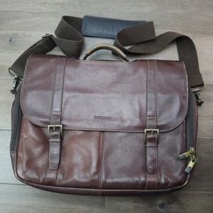 Samsonite Leather Laptop Satchel Bag Brown Work Commute Up To 15" Laptops - Afbeelding 1 van 14