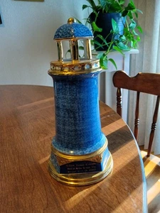 Neu Vintage Thomas Kinkade TK Leuchtturm 8" - Split Rock Light - blau - in Box - Bild 1 von 4