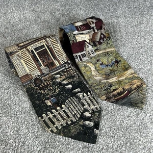 Tango by Max Raab Necktie Tie Americana Series New England Flag Lighthouse Lot 2 - Picture 1 of 7