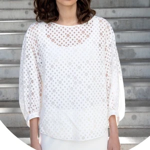 Blusa Akris Punto Lunares Transparente Blanca US 6 / IT 42 - Imagen 1 de 10