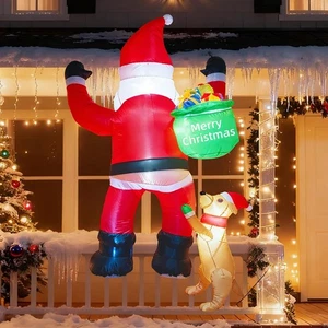 Decoraciones navideñas al aire libre de 7 pies inflables escalada decoración de Papá Noel con... - Imagen 1 de 9