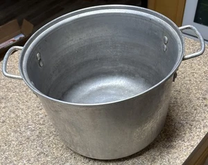 Vintage Large Enterprise Cookware Aluminum Stock Pot 2 Handles 11.5” W + Lid - Picture 1 of 10