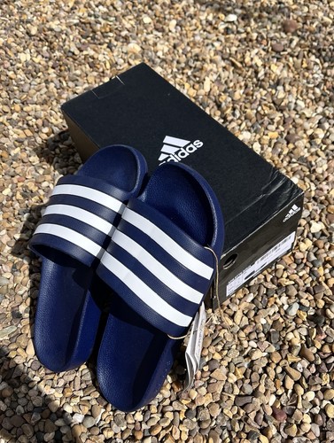 Adidas Uomo Donna Adilette Aqua Slides Blu UK Taglia 7 Nuove con scatola etichette Ottime