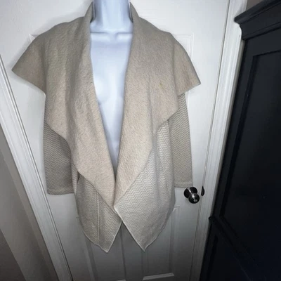 Женский средний водопадный кардиган Adrienne Vittadini свитер шерстяной желтовато-коричневый кремовый M - Изображение 1 из 4