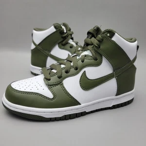 Neu Nike Dunk High White Cargo Khaki Grün Turnschuhe DB2179-105 GS Größe 4,5 - Bild 1 von 9