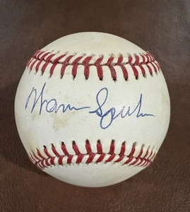 Autographed Bill White NL Baseball of Braves Warren Spahn - Picture 1 of 2
