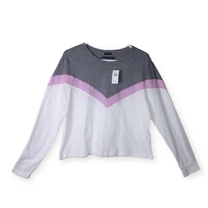 Abercrombie & Fitch NWT Women's L Long Sleeve Colorblock Stripe Tee Shirt Top - Picture 1 of 11