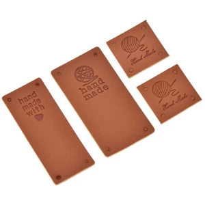 24Pcs PU Leather Labels Tags Handmade Clothing Sewing DIY Craft Patches Supplies - Picture 1 of 15