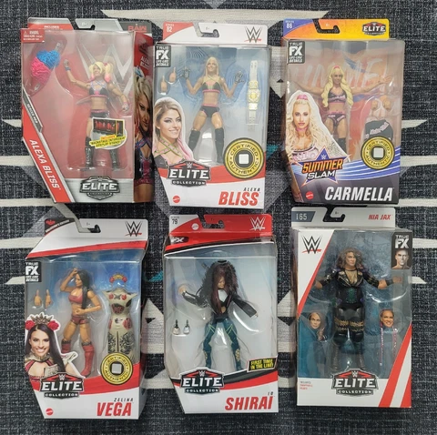 6 FIGURE WOMEN'S LOT:  MATTEL ELITE WRESTLING BLISS NIA VEGA IYO SHIRAI CARMELLA Cover