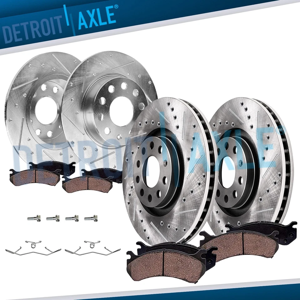 8pc Front Rear Drilled Brake Rotors Brake Pads for 2019 2020 Volkswagen Jetta - Image 1 of 4