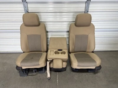 1999-2016 FORD F250 F350 F450 SUPER DUTY FRONT SEATS TAN CLOTH - Image 1 of 4