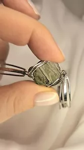 Silver Hard Moldavite Bracelet Uncut Certificated Meteorite Raw Czech Moldavite - Picture 1 of 6