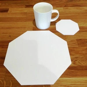 Octagon Shaped Placemats & Coasters 4, 6 or 8, 23.5cm 9.5", Many Colour Choices - Picture 1 of 12