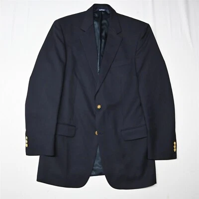 Botany 500 41L 42L Navy Blue Gold Button 100% Wool Blazer Suit Jacket Sport Coat - Image 1 of 4