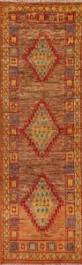 Orange Geometric Moroccan Berber 10 ft Runner Rug 3x10 Plush Wool Handmade - Picture 1 of 12