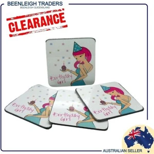 4 Pack Drink Coasters BIRTHDAY GIRL Brand New - Imagen 1 de 8