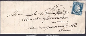 FRANCE N°60A SUR LETTRE AVEC CONVOYEUR DE STATION VINCENNES LIGNE 112 BOIS.P. - Picture 1 of 2